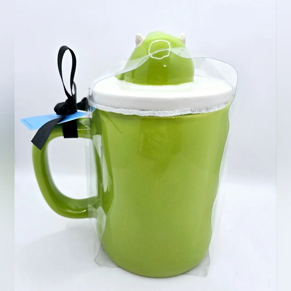 Rae‎ Dunn Disney Pixar Monsters Inc Mike Wazowski Green Mug w/ Lid Topper